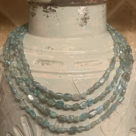 Jay King Necklace Multi Strand Sterling Silver and Blue Apatite DTR - Picture 1 of 9
